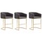 Manhattan Comfort Louvre 36 in. Cream and Titanium Gold Stainless Steel Counter Height Bar Stool (Set of 3)